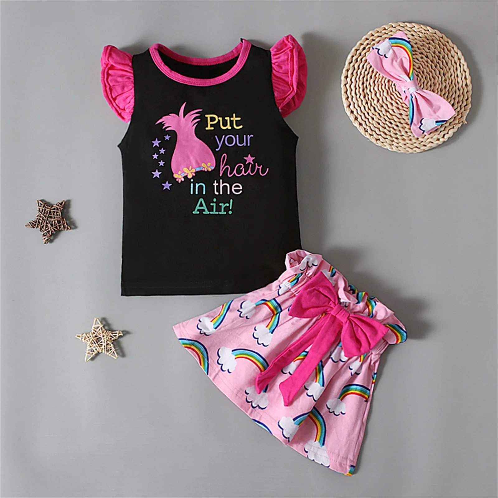 

Toddler Girls Summer Clothes Kids Letters Print T Shirt Short Sleeve Tops Born for Girls Sweatpants And Shirt