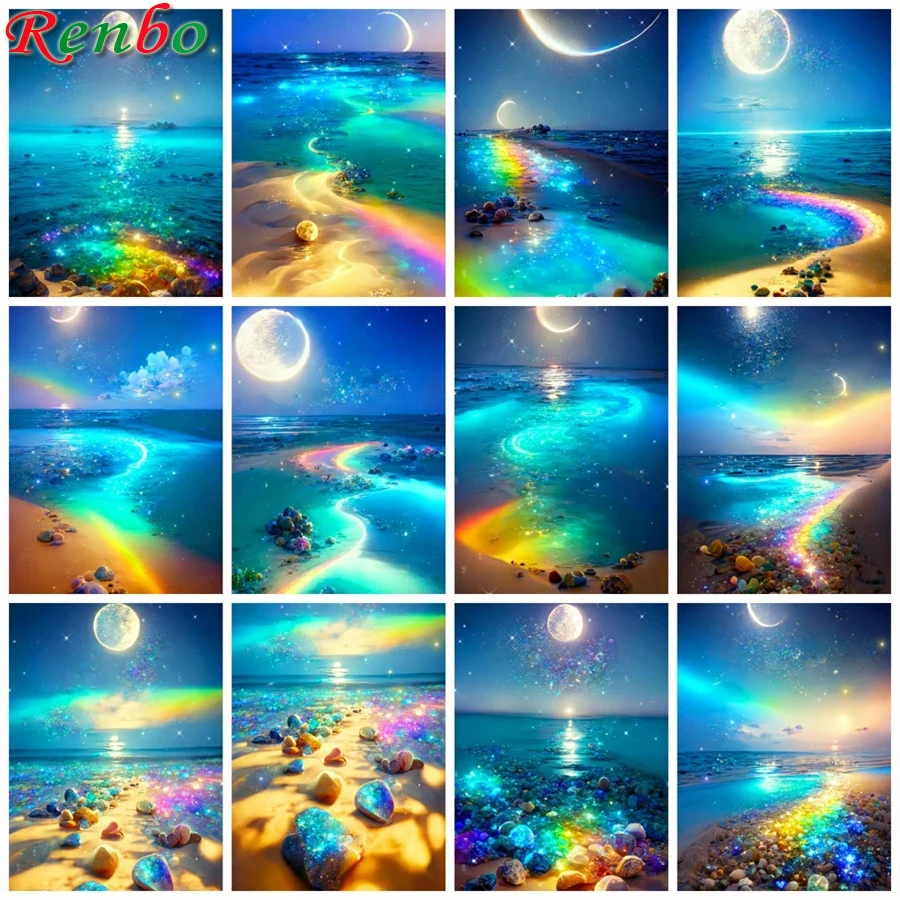 

Fantasy Night Seaside Diamond Painting Stone Landscape Mosaic Picture Full Drill Square New Novelty 2023 5D DIY Embroidery Sale