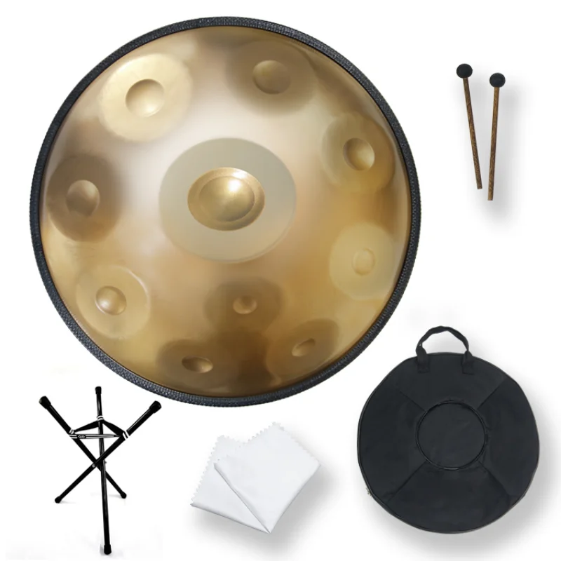 

Hot Sale Handpan Healing Sound Gold Hand Pan Drum Quenching Treatment 10 Notes D Minor Stainless Steel Pantam