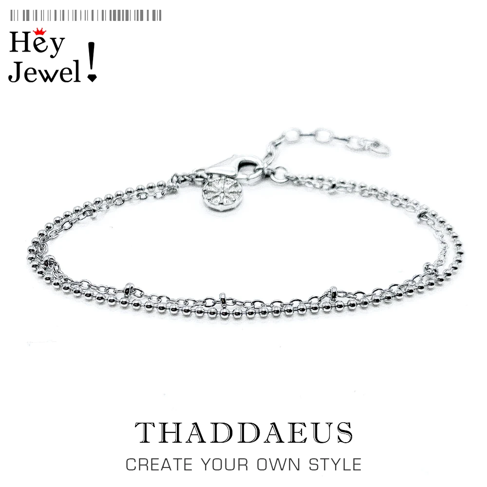 

Vintage Karma Wheel Bracelet For Women 925 Sterling Silver Geometric Karma Bracelet Double Chain Charm Body Jewelry Party Gifts