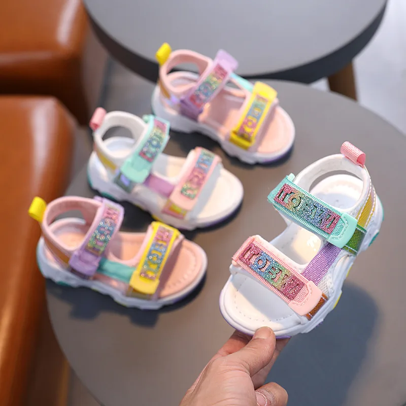 Children Soft Bottom Non-slip Open Toe Beach Shoes Girls Baby Colorful Toddler Sandals Baby Girl Shoes Summer Girls Sandals