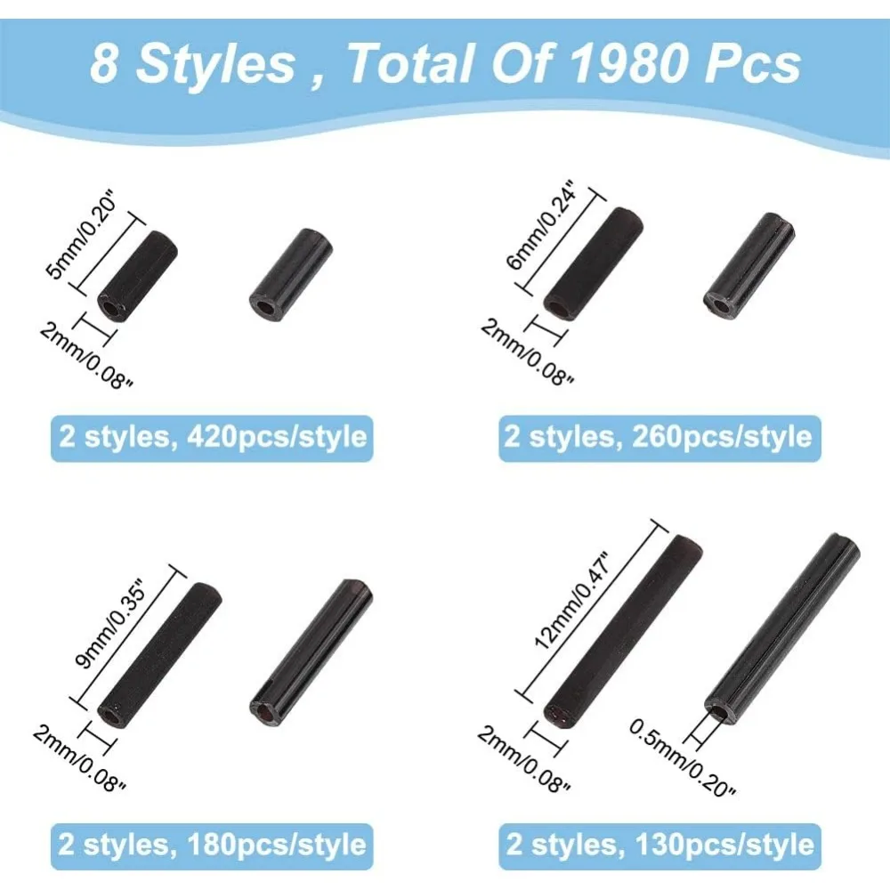 Стеклянные бусины 4 размера 1980 шт. Непрозрачные матовые черные подвески