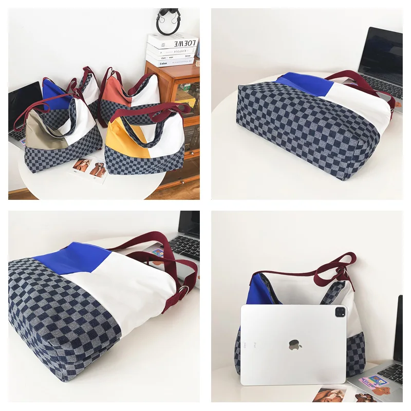 Patchwork Crossbody Bags For Women Designer Shoulder Bag Big Shopping Eco Bag Y2K Messenger Bag Korean Style Student Satchel Bag