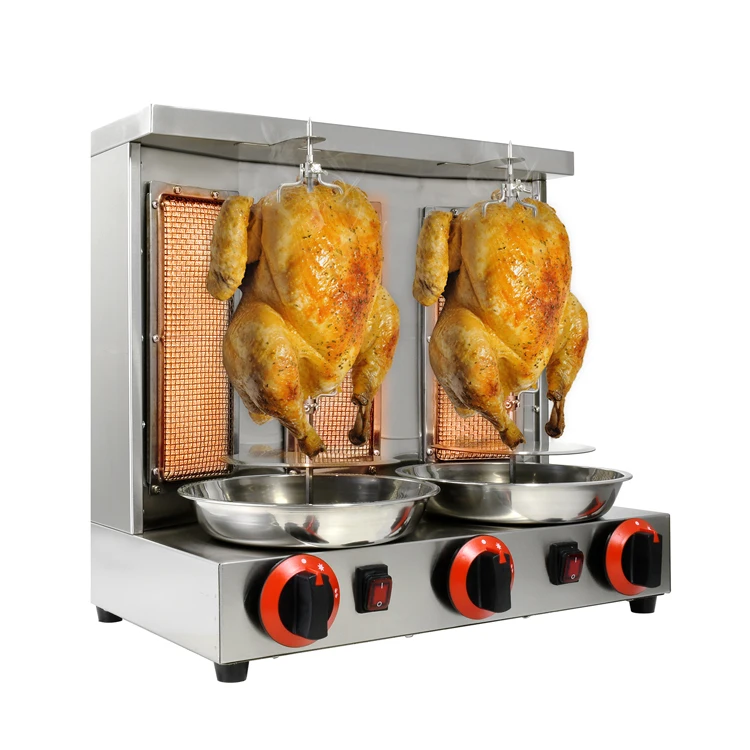 

Commercial 3 Burners Gas Broiler Chicken Barbecue Grills Automatic Rotating Vertical Rotisserie Shawarma Machine