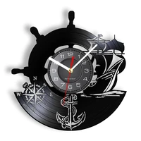 anchor ship naval compass vintage nautical wall decor home art wall clock sailors vinyl record wall clock handmade sailing gifts
