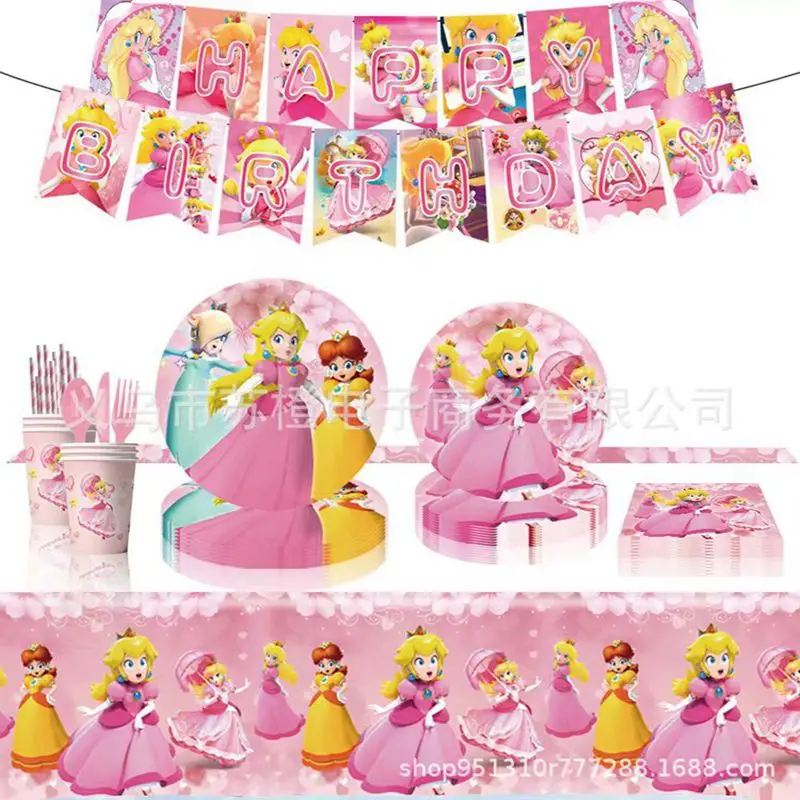 

Маленькая персиковая принцесса день рождения декоративная бумага для вечеринок одноразовые салфетки воздушные шары фон товары для вечеринки