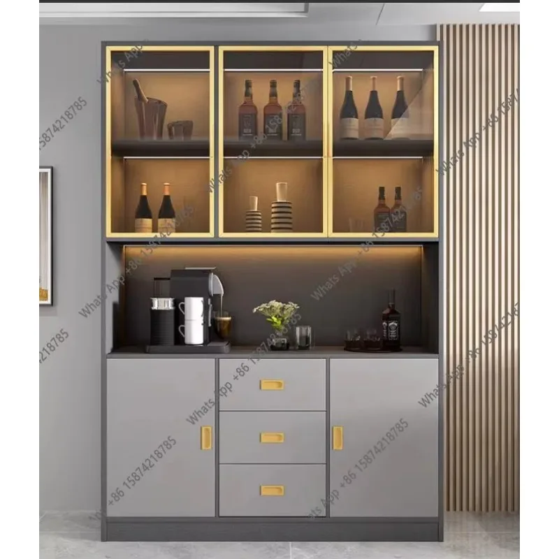 Фото Винные шкафы-витрины Iu Bar из дерева для кухни и гостиной, настенные стеллажи для хранения вина и алкоголя, мебель для бара №3