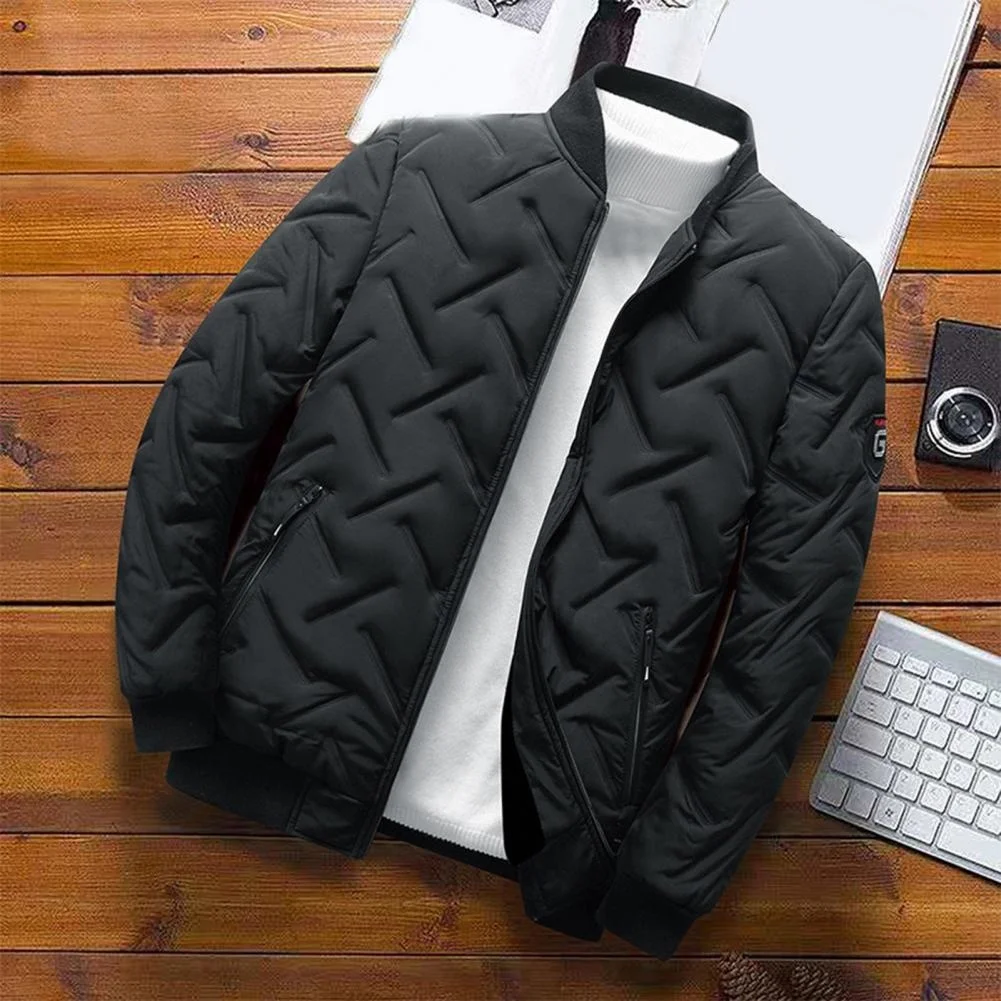 

Trendy Men Outwear Male Men Jacket Colors Matching Loose Fit Zipper Coat Coldproof