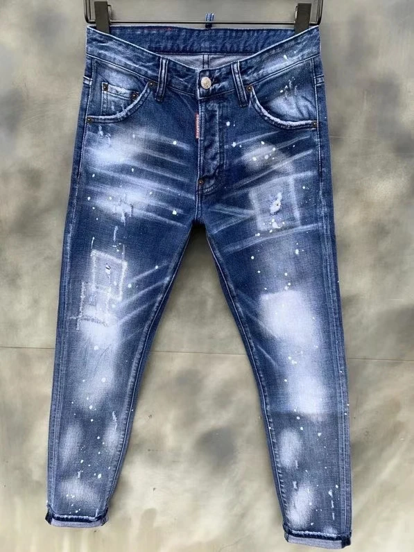 

Dsquared2 Women's/Men's Bleached Local Do Old Scratched Ripped Fashion Pencil Pants Jeans 006#