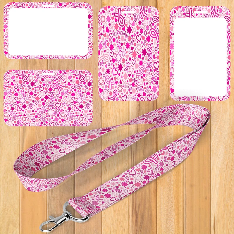 

A0121 Anti-breast Cancer Lanyard Phone Strap Doctor Nurse ID Name Pass Card Holder USB Badge Holder School Office Supplies