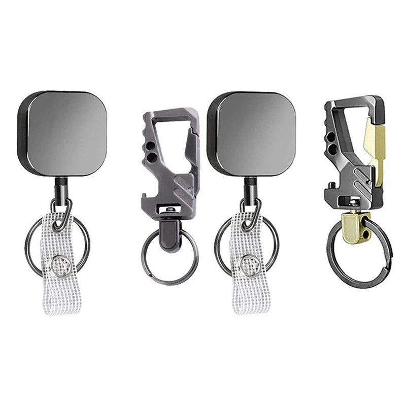 

Belt Rope Lanyard Clip Keychain Telescopic Burglar Key Holder Tactical Keychain Outdoor Automatic Key Ring Bottle Opener