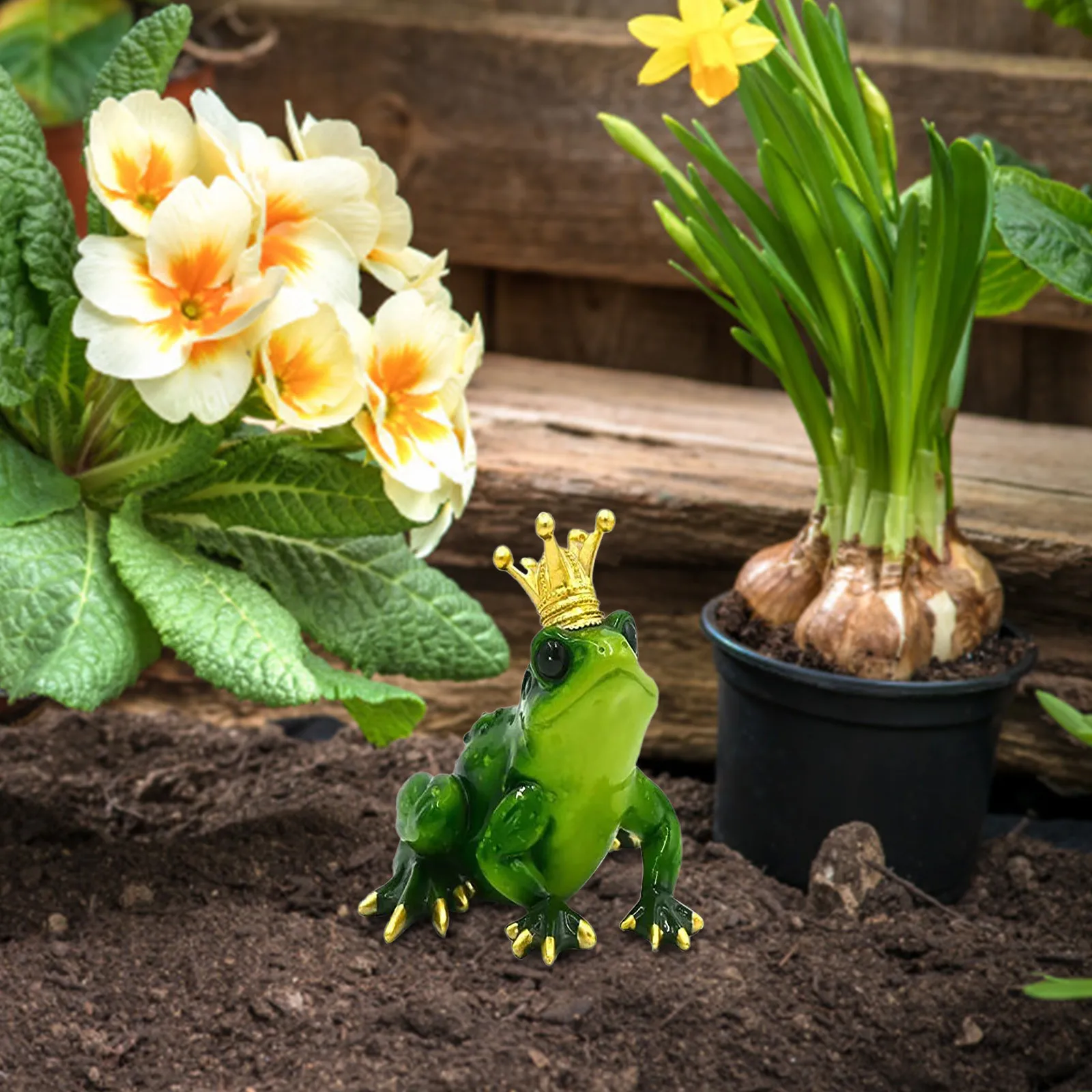 Восхитительная Коллекционная статуя лягушки-принца с короной из искусственной