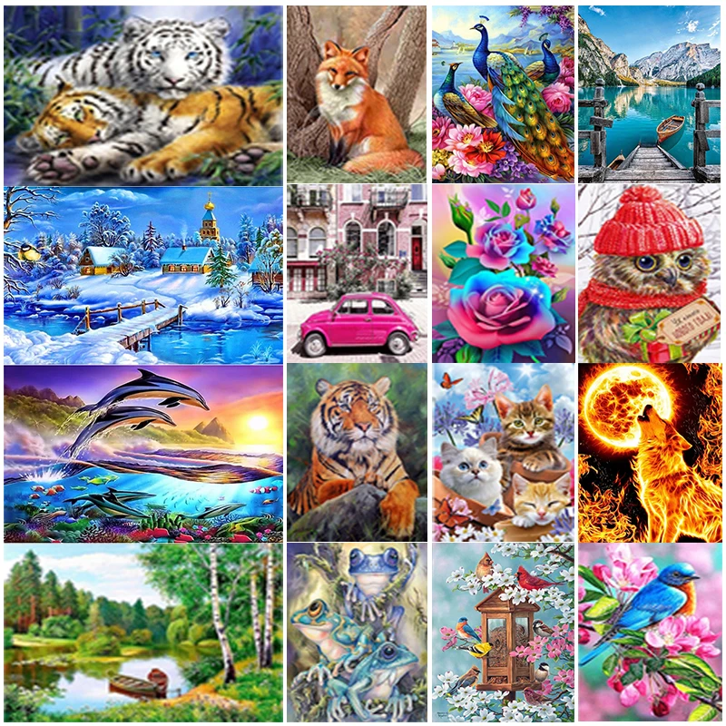 

5D AB Drill Diamond Painting Animal Home Decor DIY Flower Landscape Cross Stitch Kits Diamont Embroidery Mosaic Handcraft Gift