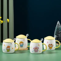 cute cartoon ceramic water cup household personality small fresh mug student creative couple cup family mark milk coffee mug