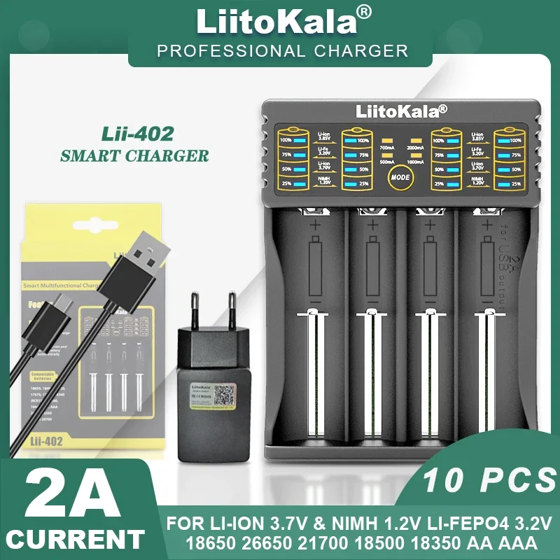 Аккумуляторная батарея Liitokala Lii-402 18650 3 7 В 2 85 26650 20700 14500 21700 25500 1 NiMH