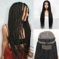 30-34inch Full Lace Front Box Braided Wigs Swiss Lace Frontal Wig Black Women Natural For Black Hand Braided Wigs With Baby Hair