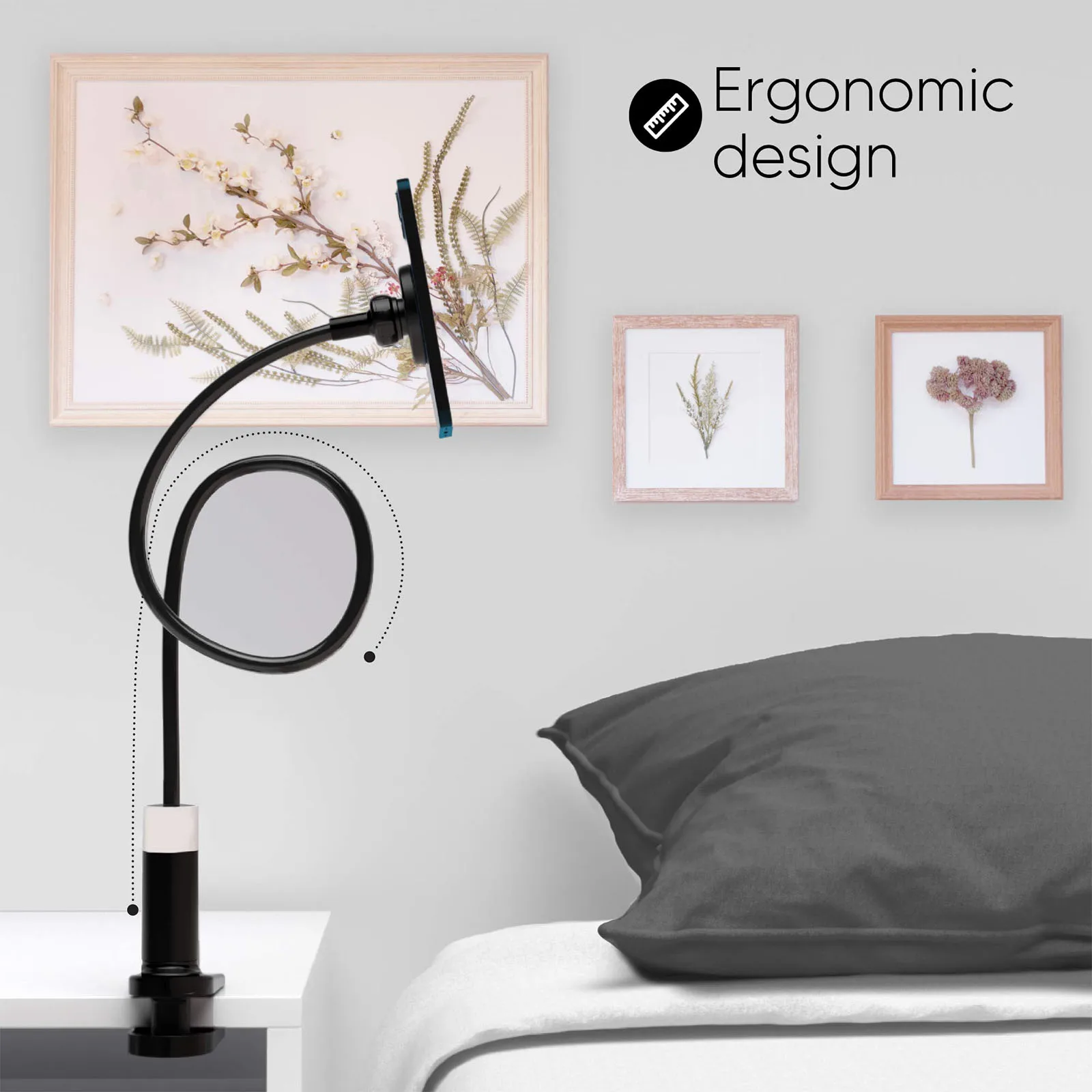 

Magnetic Gooseneck Phone MagSafe Holder Mount for iPhone 14/13/12 Tabletop Clamp 360 Rotation Adjustable for Office/Home