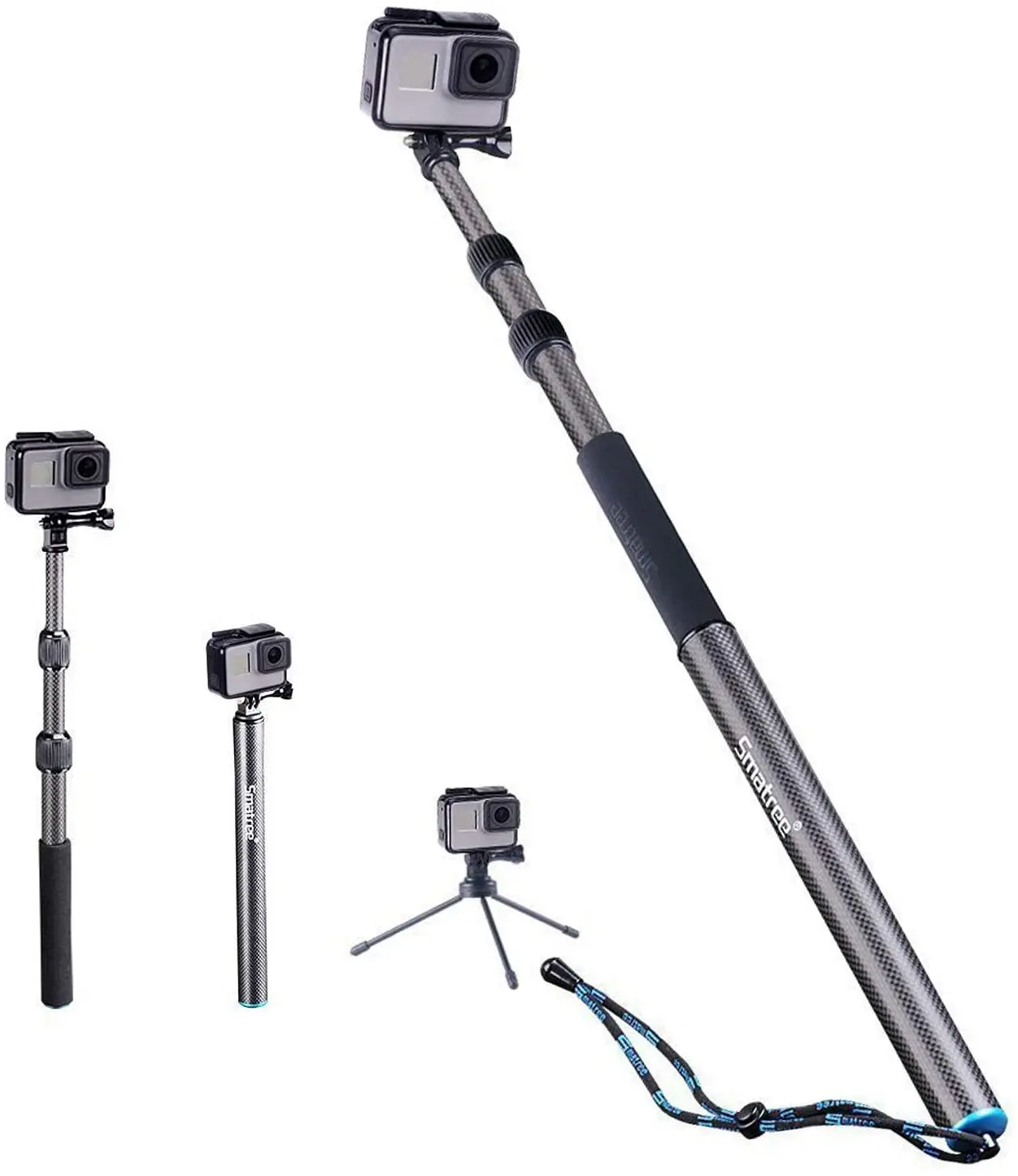 

Smatree S3C Carbon Fiber Detachable Extendable Floating Pole with Tripod Stand Compatible for GoPro MAX/GoPro Hero