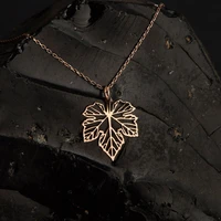 maple leaf necklace stainless steel hemp leaf pendant necklaces for women geometric simple hollow choker charm chain jewelry