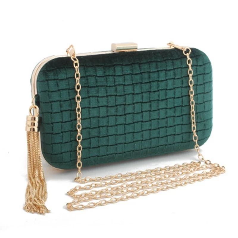 

high quality velvet hand-worn dinner bag ladies high-end banquet ladies hand holding evening bag tassel bag