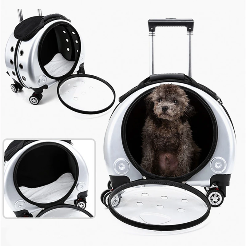 Pet Trolley Travel Bag Cat Carrier Bag Breathable Pet Backpack Portable Cat Bag Carrying For Dogs Large Space Cat Backpack