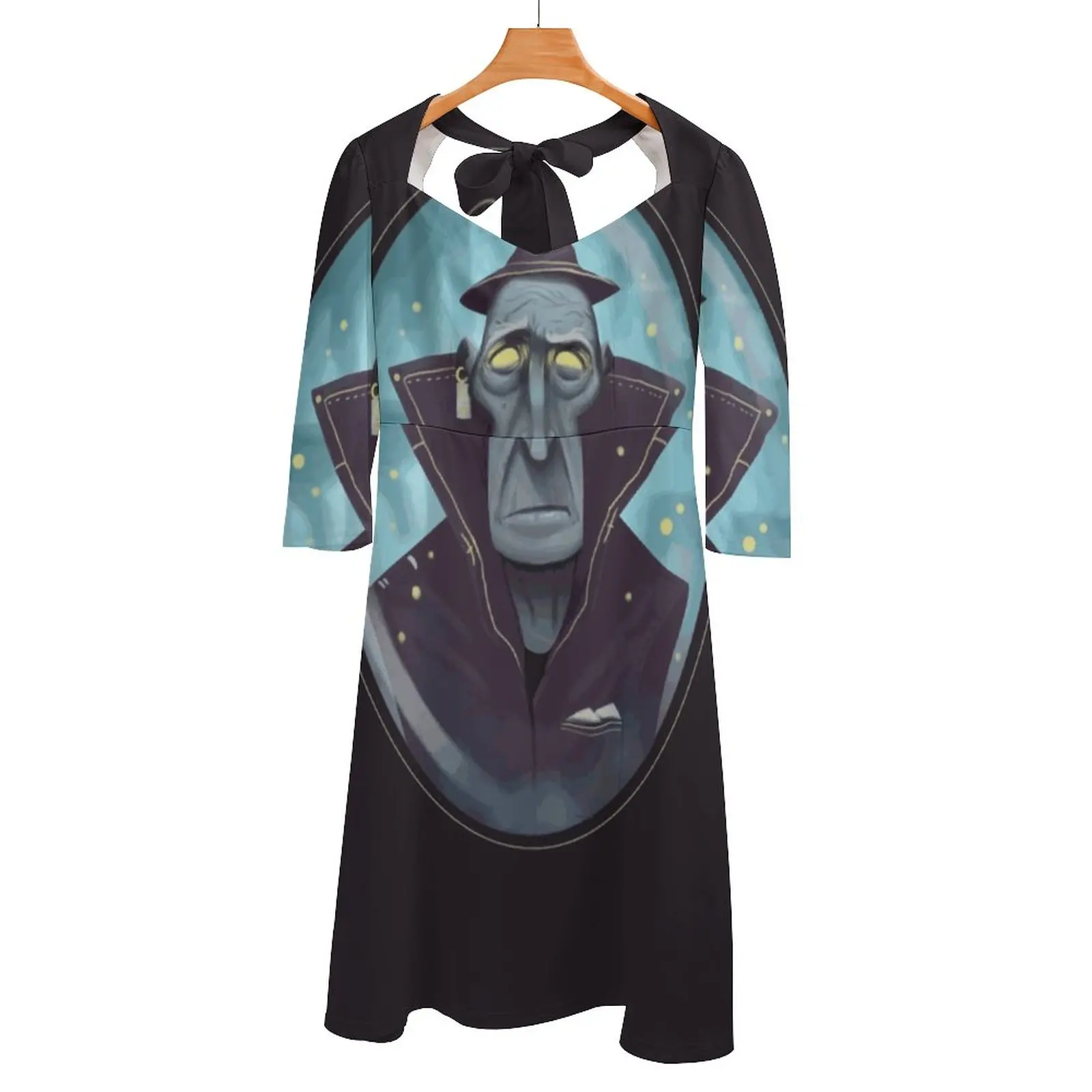 Платье хипстерское с открытой спиной и квадратным вырезом