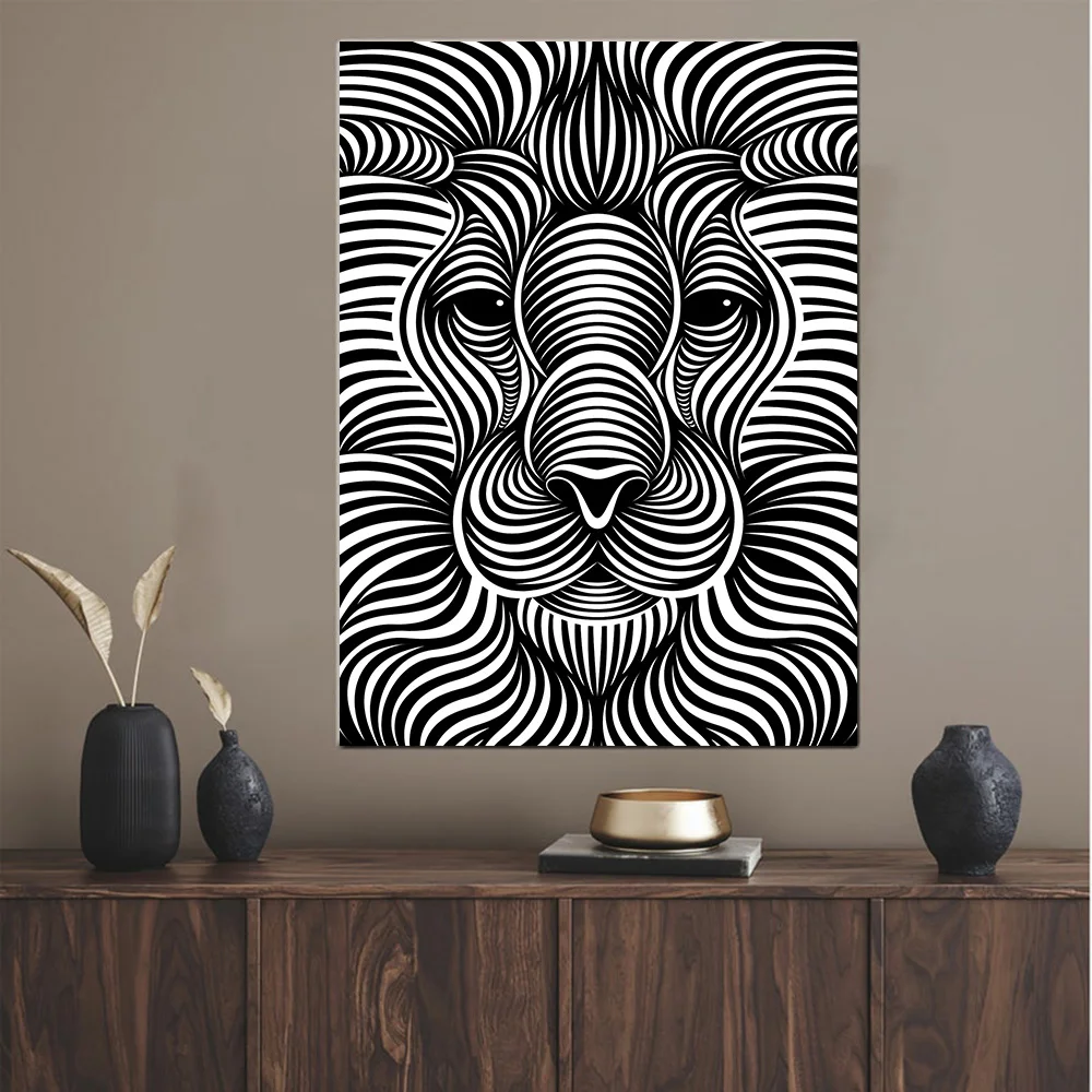 Абстрактная черно-белая полоса художественный дизайн Картина на холсте