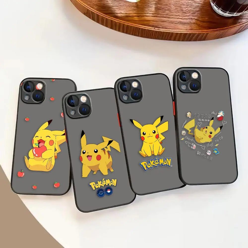 

Matte Case for iPhone Apple 14 13 11 12 MINI Pro XS Max XR X 7 8 SE 2022 2020 6 Plus Case Funda Coque Shell Anime Cute P-Pikachu