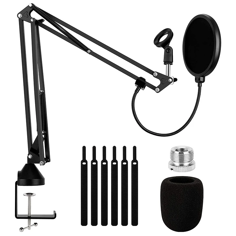 

Стойка для микрофона повышенной прочности, регулируемая подвесная стойка для микрофона с двухслойным фильтром для микрофона