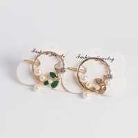 fashion goldgreen leaf metal circle moon hair clips alloy round pearl hairpins holder women girls hair accessories
