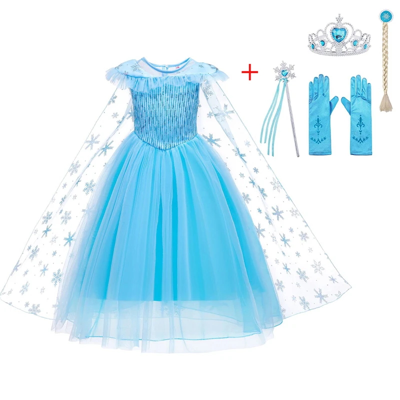 

Fancy Cosplay Costume 2022 Summer New Blue Kids Sequins Aisha Princess Dress For Girls Birthday Party Evening Dresses 3-9 Years