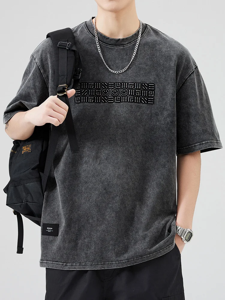 Винтажная футболка My Speed Is American с короткими рукавами свободная круглым вырезом