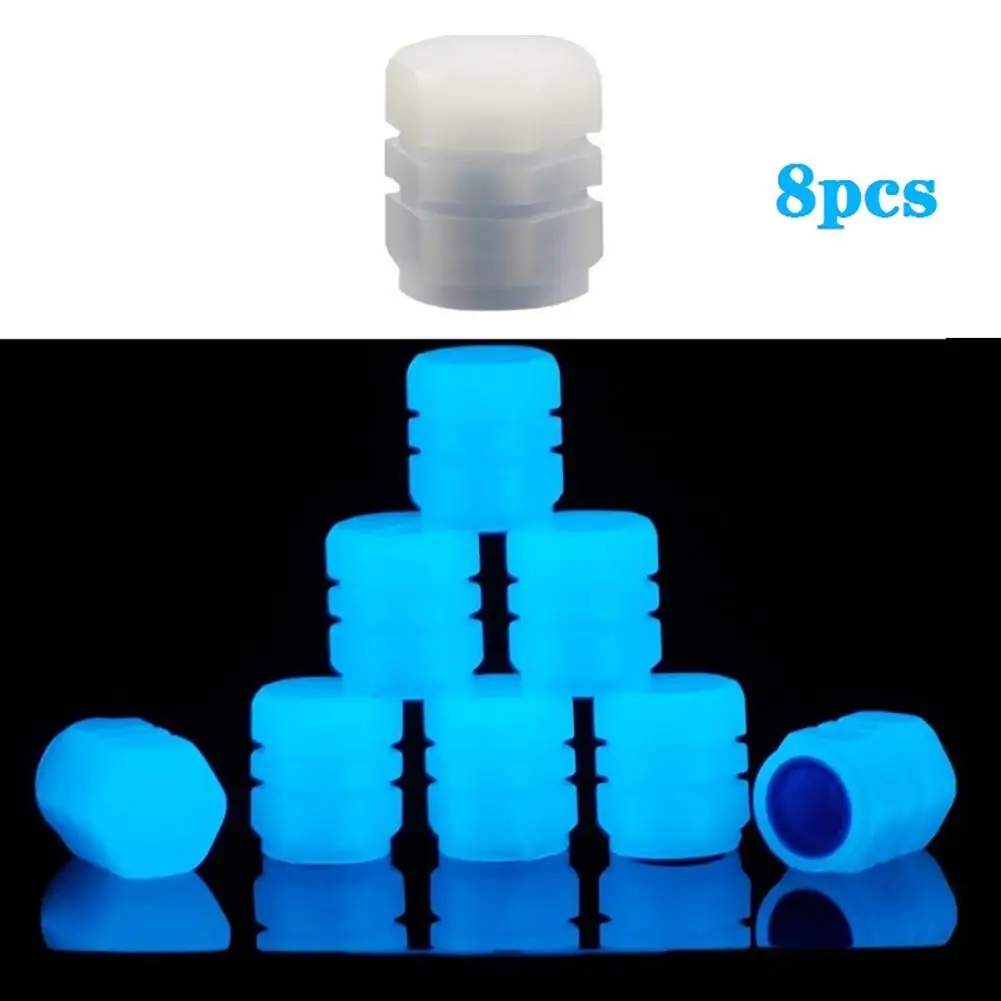 

8 Pcs Universal Fluorescent Car Tire Valve Caps Luminous Tire Valve Stem Cover Accessories For Car Truck Suv Motorcycles