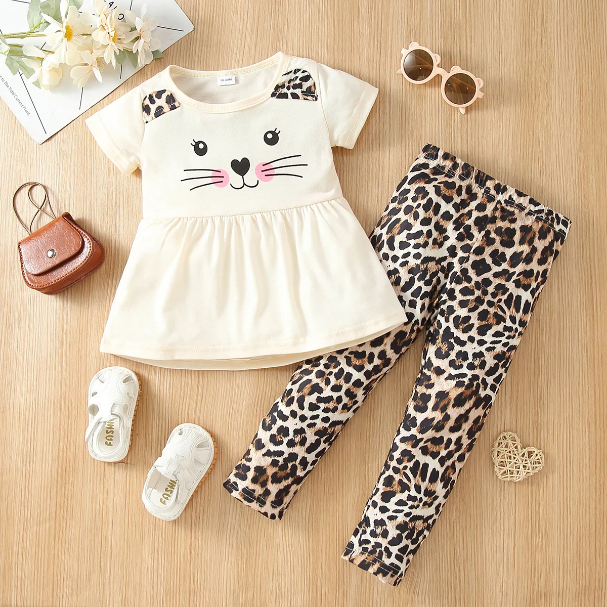 

Infant Baby Girls Clothes Set Cute Animal Print Dress Leopard Trousers Summer Children Fashion Clothing Suit