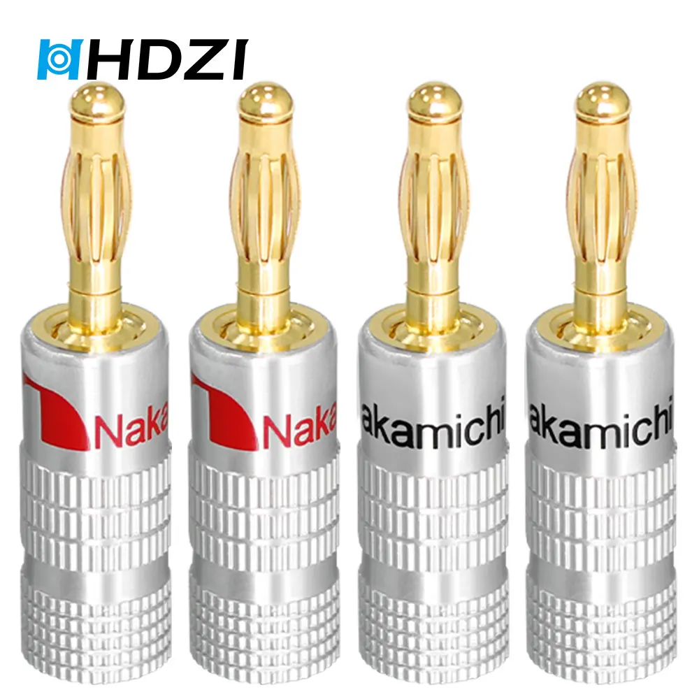 

HHDZI Gold Plated 4mm Screw Type Banana Plugs 18-12 AWG Nakamichi Hifi Speaker Plug Connector For Audio Video Speaker Cable