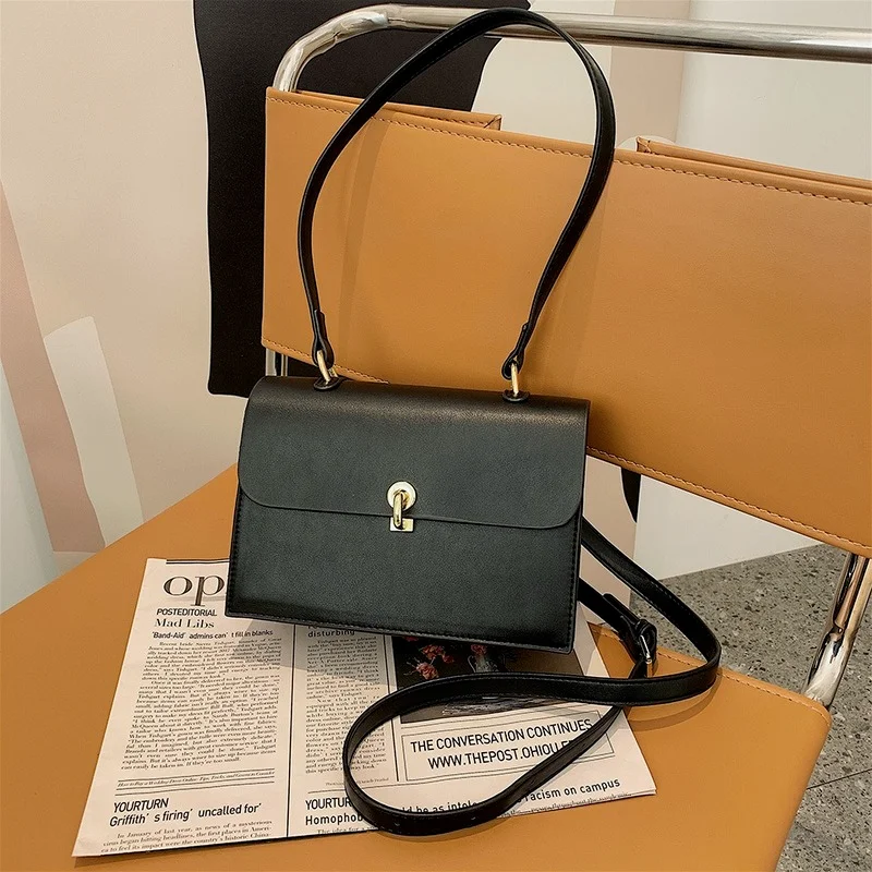 

Elegant Solid Colour PU Leather Crossbody Bag For Women Fashion Lock Female Shoulder Bag Ladies Small Square Purses and Handbags