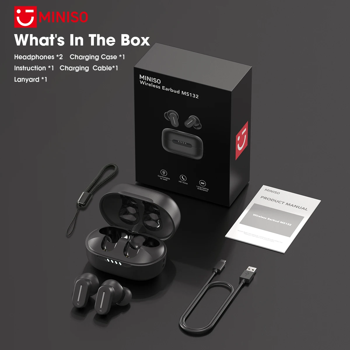 Беспроводные Bluetooth-наушники MINISO MS132 TWC для офиса и путешествий, с шумоподавлением ENC, низкой задержкой при звонках, спортивные внутриканальные наушники (art.: 3920dafbcb0d3) - 3920dafbcb0d3