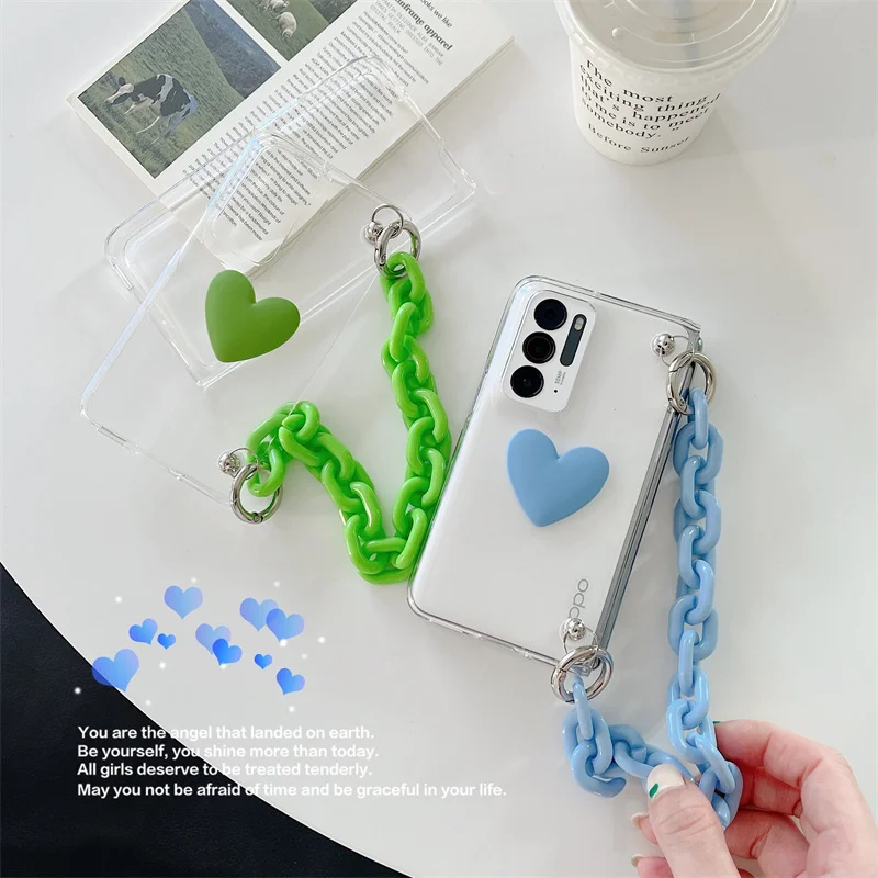 3D Браслет с милым любящим сердцем чехол для телефона OPPO Find N 5G складной ручная