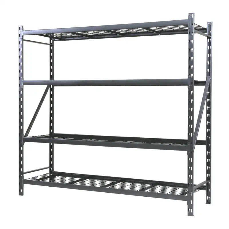 

Duty 4-Shelf Metal Rack with Wire Decking in Textured Gray, 1000lbs per shelf Bathroom organizer and storage Bathroom organizer