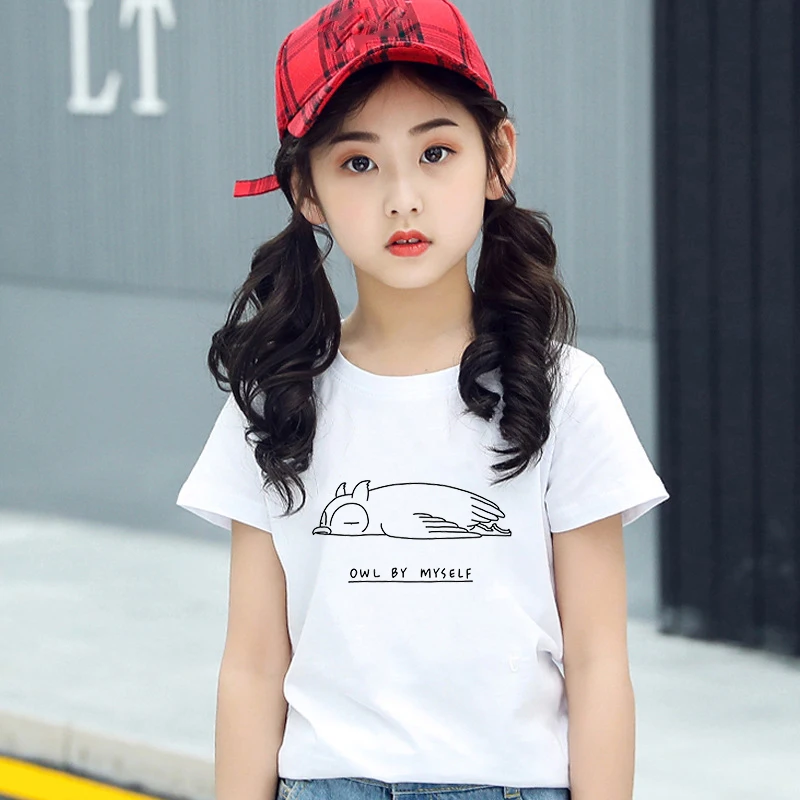 

Kids Girls Summer T-Shirt Cartoon Print Children Toddler Tops Girl XXX 14 Free Shipping Clothes Owl By Myself Graphic T Shirts