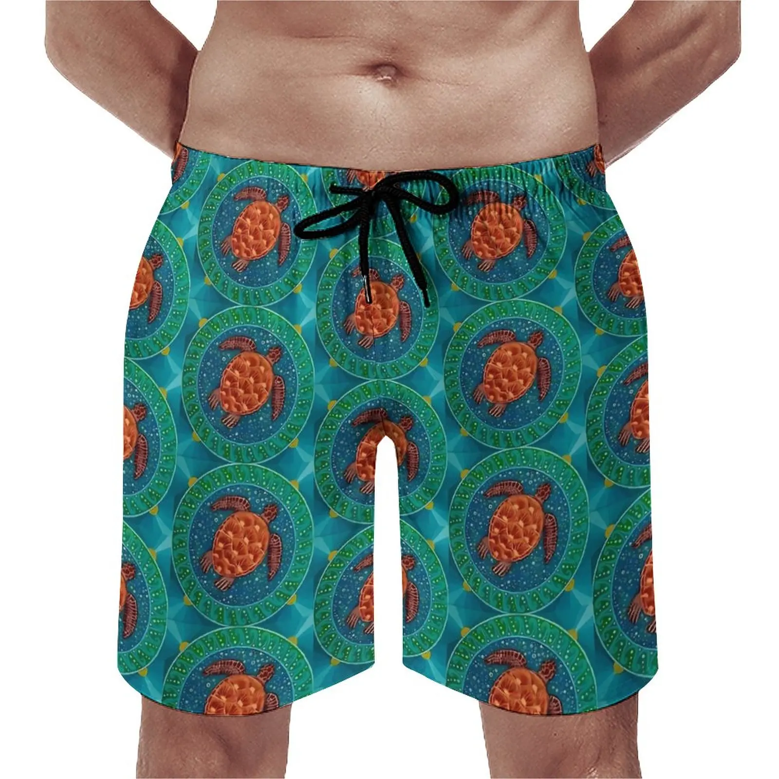 

Australian Green Sea Turtle Board Shorts Summer Animal Cute Beach Short Pants Man Sports Quick Drying Design Swim Trunks