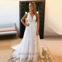 anna classic bohemian wedding dresses a line appliques tulle court train vestidos de novia personalised