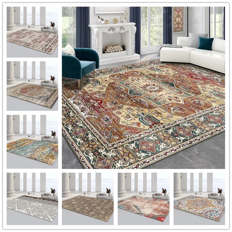 Брудостойкий ковер для гостиной винтажный напольный коврик из полиэстера