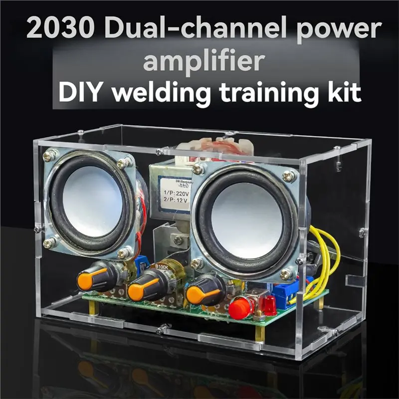 Фото Электронный DIY-набор A99E-TDA2030: двухканальный усилитель, плата для пайки и сборки, с прозрачным корпусом, вилка стандарта США №4