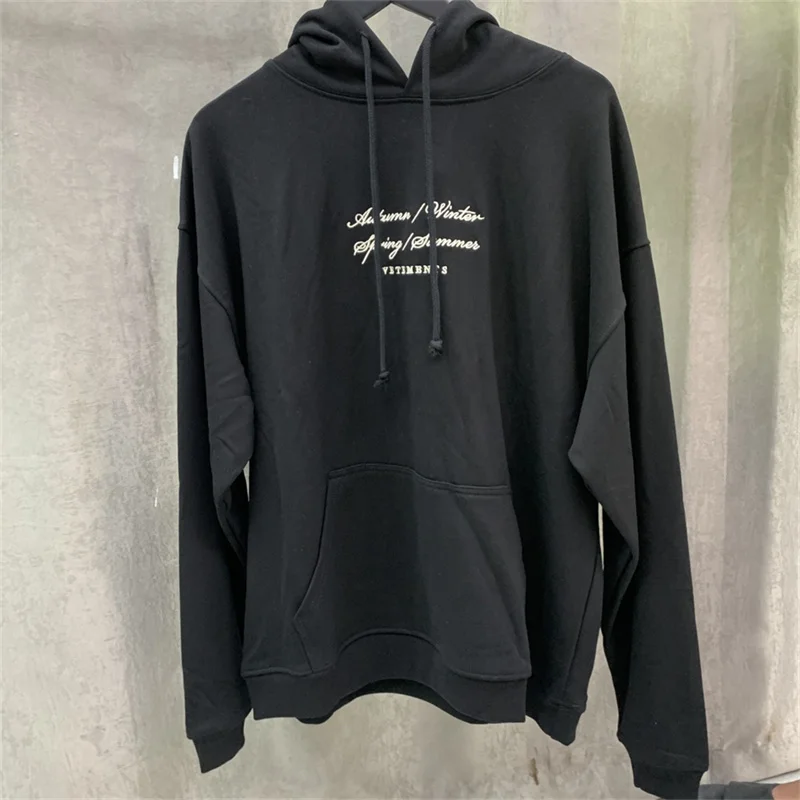 

Vetements 2023ss New Solid Color Embroidered 480g Cotton Hoodie For Men And Women