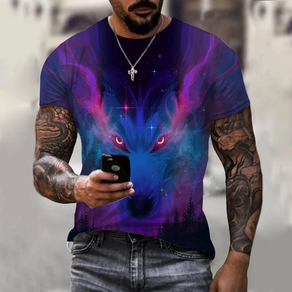

New Wolf Tshirt For Men Animal 3d T Shirt Print Fashion Funny T Shirts Harajuku Short Sleeve Casual Mens Clothing Free Shipping