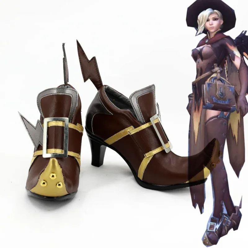 Фото Обувь для косплея OW Mercy Angela Ziegler, обувь для Хэллоуина Angela Witch, обувь для Хэллоуина любых размеров №1