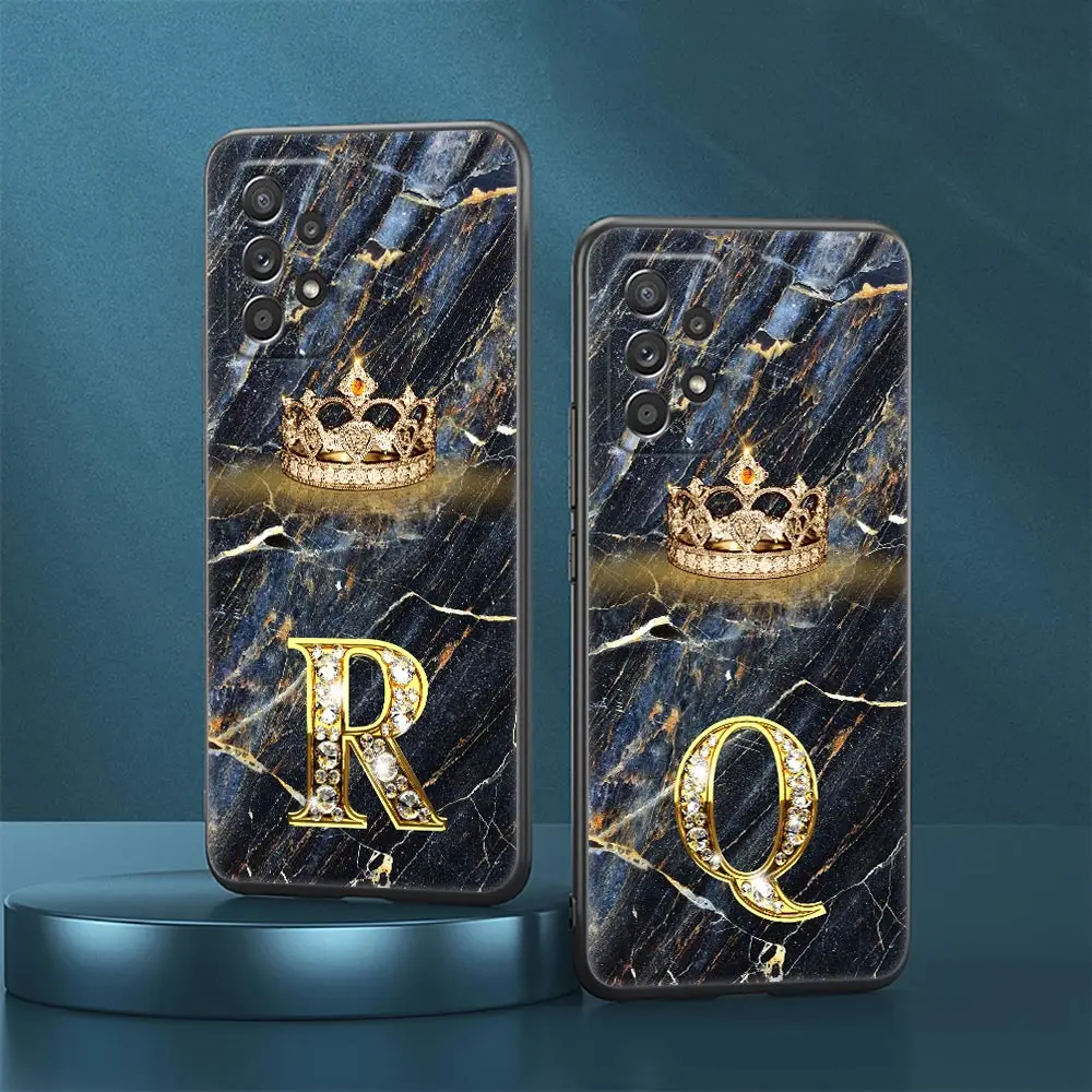 

Marble Crown Initial Letter R Q T Case For Samsung Galaxy A23 5G Cases A13 A24 A23 A12 A14 A21s A22 A02 A03 A04 Soft Phone Cover