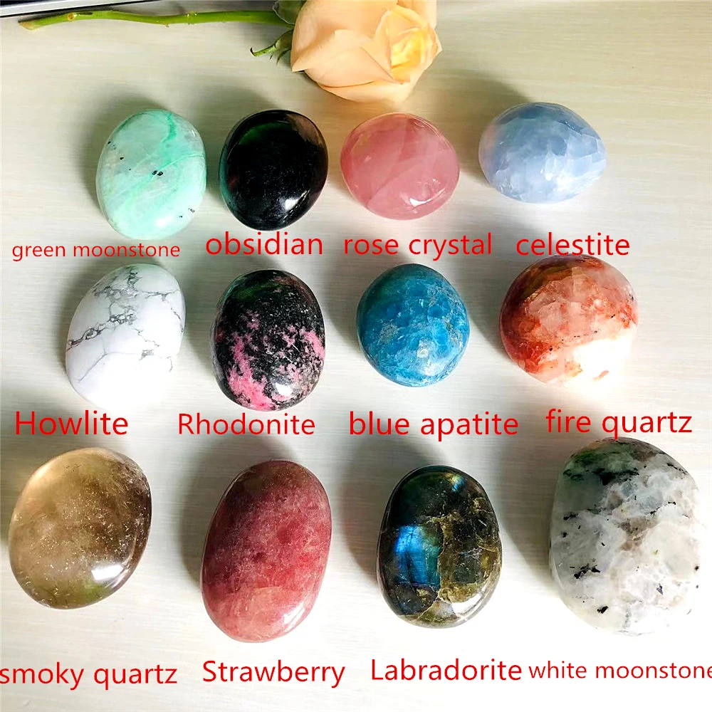 

Worry Stone Natural Mixed Rose Quartz Healing Crystals Mineral Palm Gemstone Hand Beauty Massage Tools Wholesale