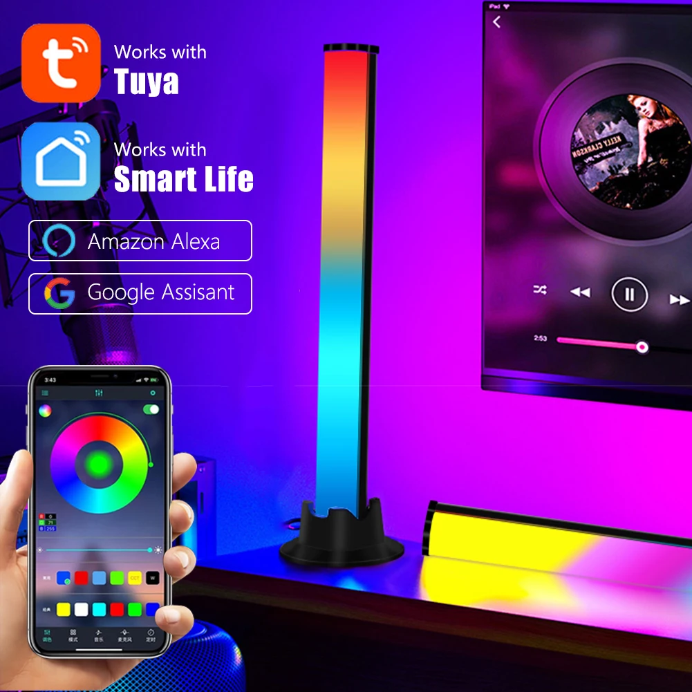 

Умный RGB светодиодный светильник, лампа с управлением через приложение, Wi-Fi, Bluetooth, для телевизора, компьютера, комнаты, Декор, ночсветильник, ...